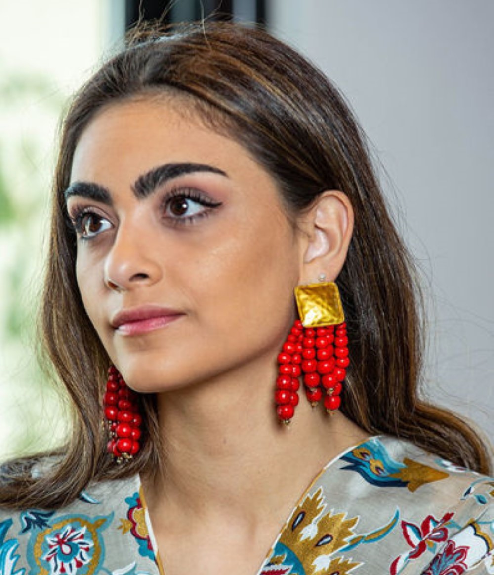 Buy Earrings Red with Gold from F Store available online at VEND. Explore more Accessories collections now