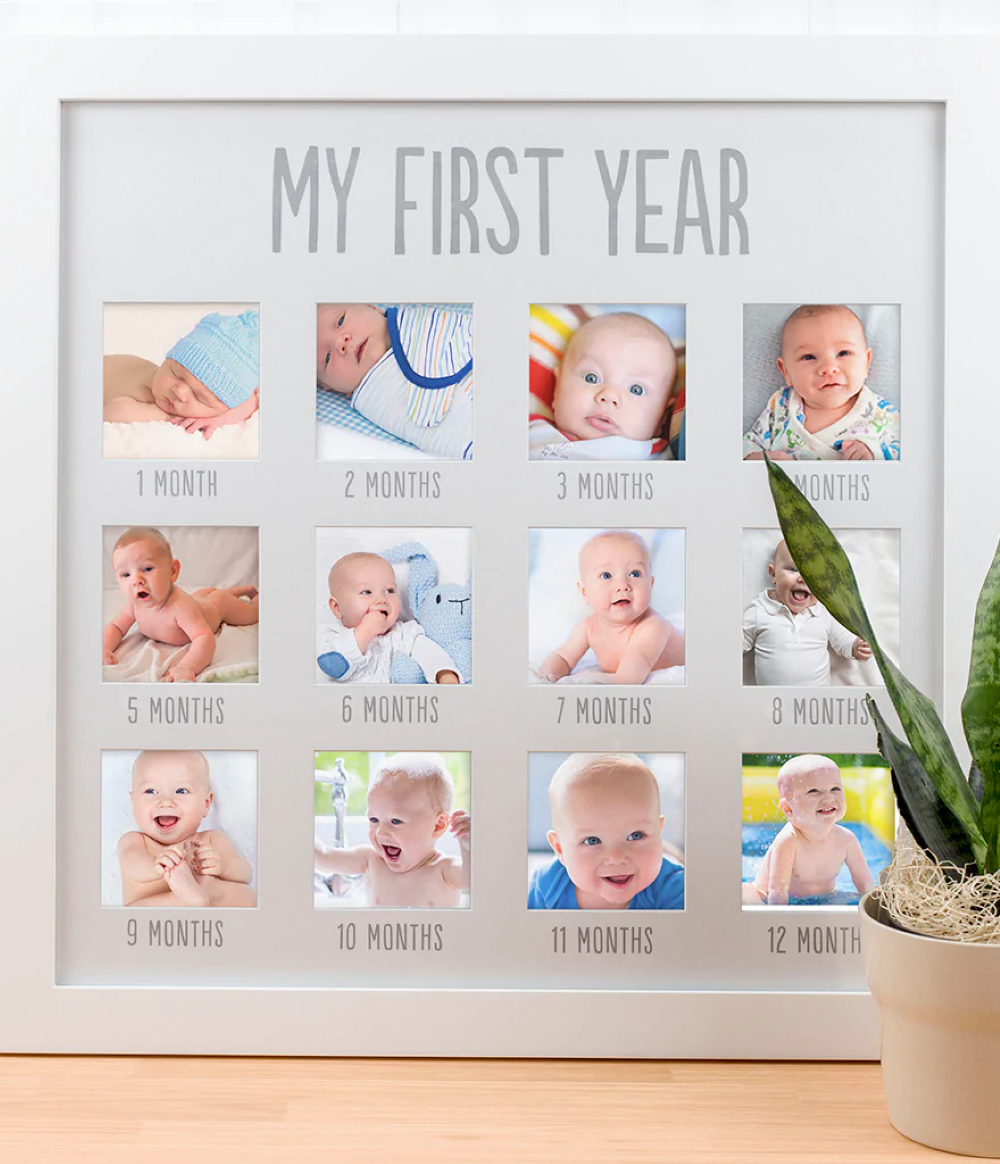 Buy First Year Photo White Frame from PEARHEAD available online at VEND. Explore more Baby Birthday Gifts now.